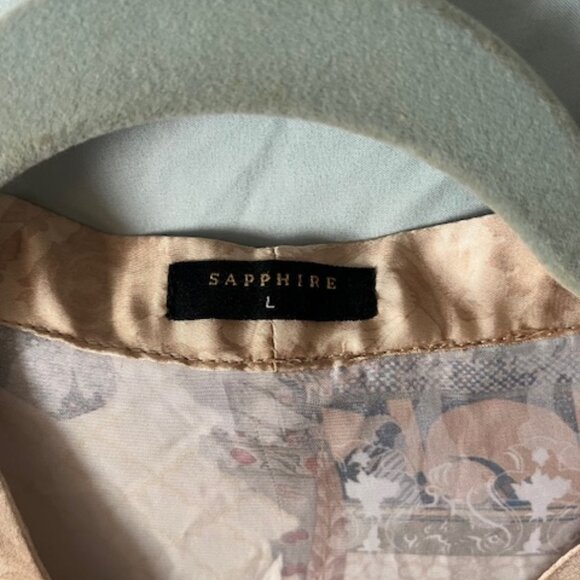 Silk Tunic Artisan Mughal Print Stone & brass buttons Size Large L by SAPPHIRE - Picture 7 of 13